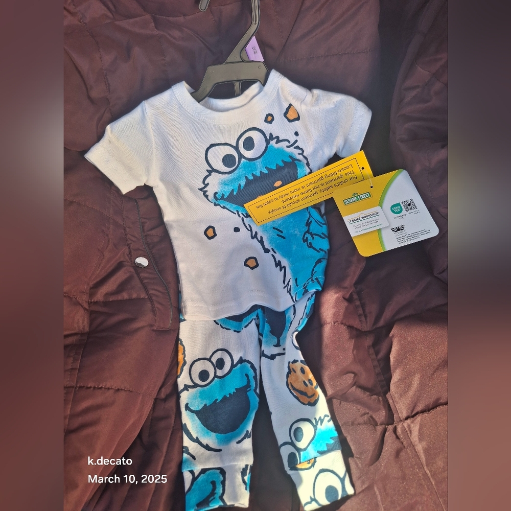 NWT Toddler Cookie Monster Pajamas
